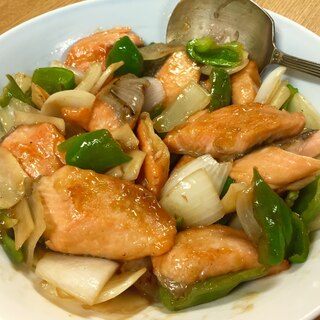 鮭と野菜の甘酢あん炒め